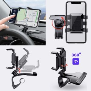 Holder HP Dashboard Mobil Jepit Spion Dudukan Handphone Sunvisor Puter 360 Derajat Universal Car Phone A185