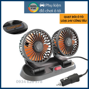 Quạt đôi mini 24V đa năng sử dụng để trên ô tô xe tảivăn phòngbàn họcquạt gió 24V cao cấp nhỏ gọn tiện lợi cực mát 3 chế độ đầu tẩuusb xoay 360 độ dùng cho oto xe hơi
