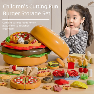 MECOME เอบีเอส เกมตัดผลไม้ จำลอง ชุดแฮมเบอร์เกอร์ ของเล่นครัว ชุดของเล่น ชุดฮอทดอก ของเล่นครัวจำลอง ลูกๆ เล่นกัน