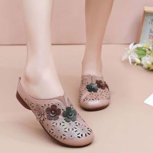 Fashion Functionality womens shoes flat shoes Soft elasticity breathability Refreshing Lazy Half Slippers Summer hollowed out breathable sandals Relax your feet Leisure