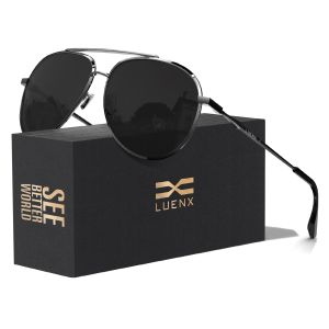 LUENX Kacamata Hitam Aviator Sunglasses for Women Men Polarized Lens Trendy Sun Glasses - UV 400 Protection 60MM with Accessories Driving Original Sunglasses 1503-1