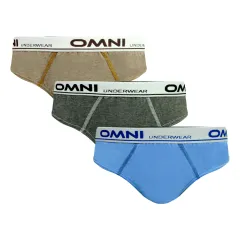 OMNI By SO-EN Men's 3in1 Street Smart Cotton Bikini Outside Briefs