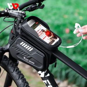 WEST BIKING Bicycle Bag Rainproof Touch Screen Phone Top Tube Bag MTB Road Bike Frame Front Saddle Bag & Pannier Bike Accessories