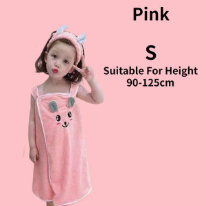 Childrens Bathrobe Bath Towel Hair Band Set Wearable Girls Bathrobe Super Absorbent Soft Wrap Bath Skirt Suitable for 3-15 years Old Girls