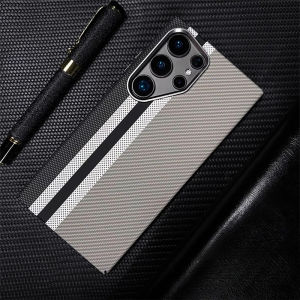 Carbon Fiber Texture Phone Case for Samsung S23 S24 S25 S26 Ultra Cover Magnets Charge Alloy Lens Hard Protective Shell