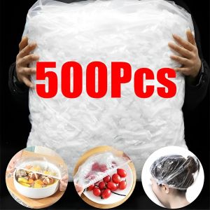 500Pcs Disposable Food Cover Kitchen Refrigerator Fruit Food Leftovers Stretch Protection Wrap Dustproof Bowls Cups Cover Elastic Bags