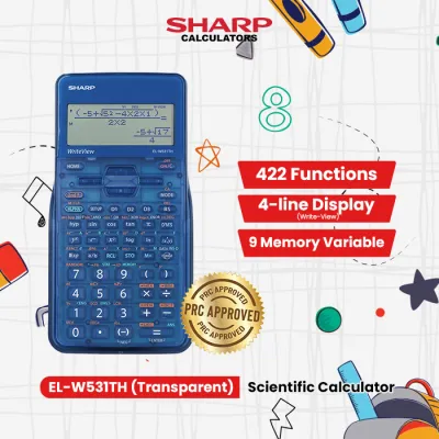 Sharp Scientific Calculator EL-W531TH - Scientific PRC Approved for Board Exam. For Students Engineering Transparent Casing