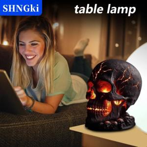 [COD] 🔥🔥🔥SHNGki Magma đá sọ trang trí nội thất sọ đèn bàn với ma quái LED ánh sáng cho Halloween Đảng mantel trang trí phòng độc đáo giọng để đốt cháy