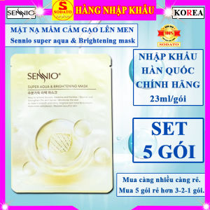 SET 5 mặt nạ cám gạo sennio hàn quốc mặt nạ nhau thai sennio chính hãng màu vàng sennio super aqua brightening mask dưỡng ẩm trắng da mặt senio sno