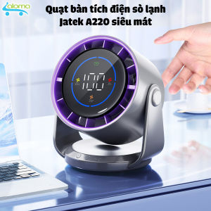 Quạt Mini tích điện để bàn hoặc treo tường Jatek A220 - Gió mạnh Đẹp tiện lợi Tặng Móc Treo