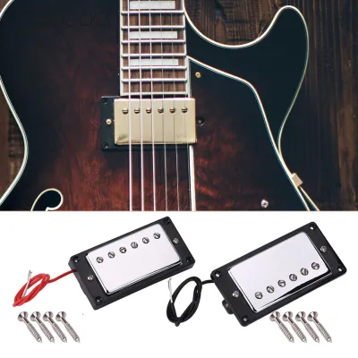 Dodocool Bridge & Neck Chrome Humbucker Pickup Set with Mounting Screws for LP Guitars