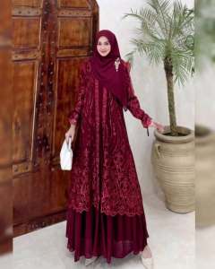 Gamis Brokat Elegan Multicolor dengan Renda Eksklusif - Gaya Korea/China untuk Remaja Modern