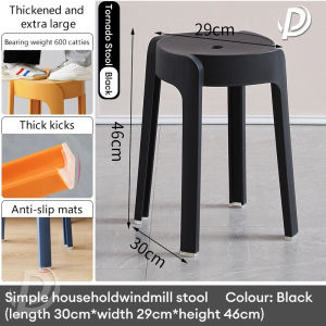 Nordic Round Plastic Dining Chair Stackable Durable Simple Style Stool for Home & Living Room