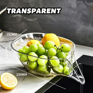 [SG Stock] Cute Double Layer Drain Basket Kitchen Colander Fruit Washing Bowl Vegetable Strainer Food Storage Container