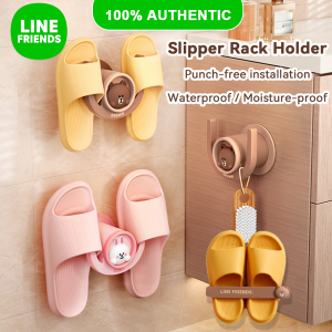 100% Authentic Line Friends Slipper Rack Holder Bathroom Wall-mounted Wall Toilet Punch-free Shelving Rack Shoe Storage BROWN CONY Birthday Gifts LFB12/LFB259