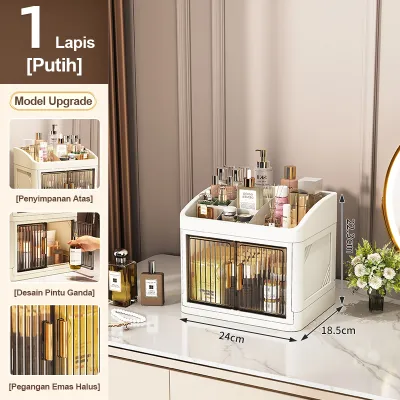 XMVP 1L/2L/3L Kabinet Penyimpanan Kosmetik Multifungsi | Kabinet Penyimpanan Kedap Debu Dengan Laci | Kotak Pengorganisasian Meja Rias Desktop