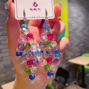 2025 New Colorful Crystal Dangle Drop Earrings for Women Trend Korea Fashion Luxury Wedding Party Banquet Unusual Jewelry Gifts
