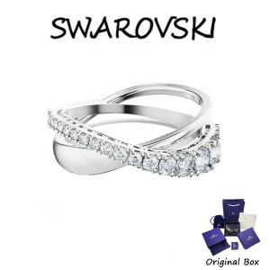 ♈Swarovski♈ 5572710 แหวนเงินสเตอร์ลิง S925 ทรงทรงกลม ไฮเปอร์โบลา ประดับพลอยคริสตัลสีขาว (แจกกล่องของขวัญบรรจุภัณฑ์ของแท้)