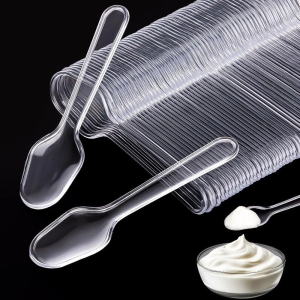 100/Pack Mini Clear Plastic Spoons Disposable Pudding Spoon Jelly Spoon For Dessert Flatware Spoon