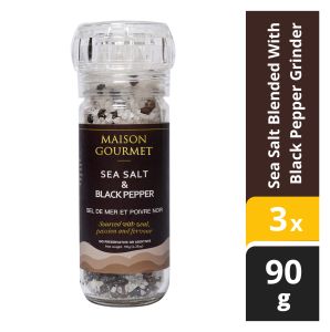 3 x Maison Gourmet Ancient Sea Salt Grinder Blended with Black Pepper 90 g