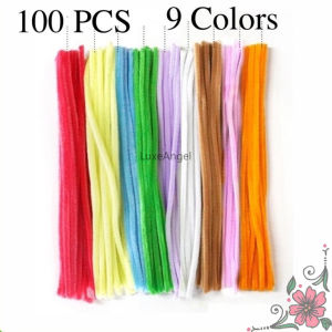 100Pcs DIY Multicolour Fuzzy Wire Bouquet Material Twisted Stick Craft Flower Children Handmade Toy