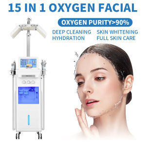 Multifunction 15 IN 1 RF Lifting DPT Light Therapy Micro Current Hydra Oxygen Jet Peel Facial Microdermabrasion Machine Whitening And Moisturizing Beauty Machine