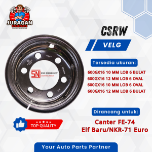 Velg Canter FE-74/NKR-71 Euro/Elf Baru 600GX16 Ready Lubang 6 Bulat/Oval Ketebalan 10mm/12mm - Merk CSRW