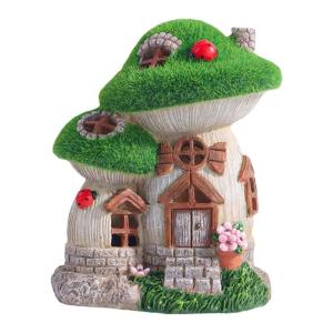 Solar Powered Fairies Garden House With Automatic Night Light Waterproof Resin Outdoor Decoration Suitable for Landscape