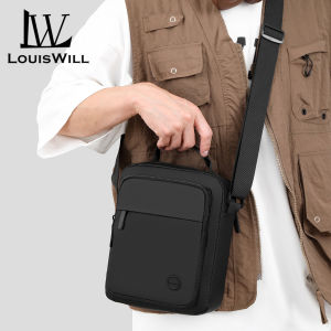 LouisWill กระเป๋าสะพายไหล่ผู้ชายกระเป๋ากระเป๋าสะพายบ่าสะพายไหล่แบบพกพากระเป๋าเอกสาร Tas Rekreasi กันน้ำความจุมากสายกระเป๋า