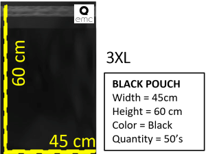[50pcs] 3XL Plain Black Courier Pouch Plastic Bag / Self-adhesive parcel shipping / no sleeves (THIS IS NOT A GARBAGE BAG)