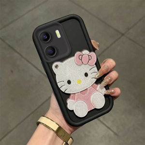 PBZZ Case for VIVO Y15S Y15A Y01 phone casing Softcase Silicone shockproof Cover new design aesthetic cute pink cat mirror with holder for girl JTMJZJ2