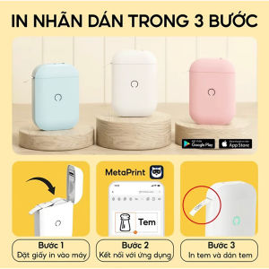 Máy In Nhiệt Mini Kết Nối Bluetooth D110 PRO in tem mã vạch QR nhãn dán logo sticker