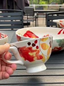 LZD OMK Pastoral Style Ceramic Tableware Rice Bowl Dessert Bowl Creative Home Binaural Soup Bowl Underglaze Color Salad Bowl