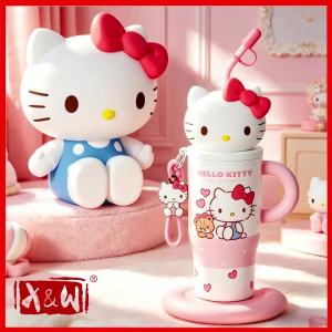 X&W 580ML Sanrio Series Thermos 316 Stainless Steel Doll Head Design Straw Insulated Cup Hello Kuromi Water Bottle Cutecup