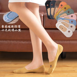 (SG Seller) 5 Pairs Women Socks Cute Embroidered Cartoon Cotton Socks Kawaii Candy Color Invisible Socks Female Casual No show Girls Socks