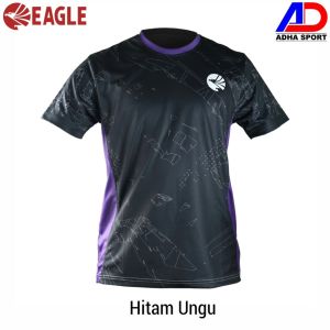 Baju Badminton Eagle Blast Hitam / Ungu Jersey Kaos T-Shirt Bulutangkis Murah Diskon Adha Sport