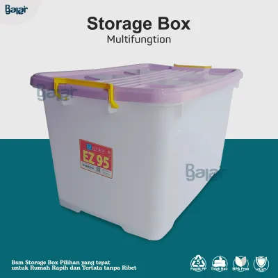Container Box Plastik Besar cb 130 Liter Tempat Penyimpanan Serbgauna BPA FREE Dengan Roda Kapasitas Jumbo 100 & 95 L