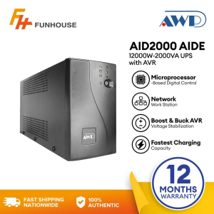 Funhouse | AWP AID2000 Aide | AID2000 Pro LCD 1200W-2000VA UPS LED Display Compact Design AVR 6x Universal Socket