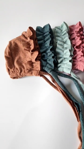 Trẻ sơ sinh mũ chụp ảnh mềm Spandex bé ren xếp li dây buộc mũ cho bé thoải mái chụp ảnh thiết kế thanh lịch