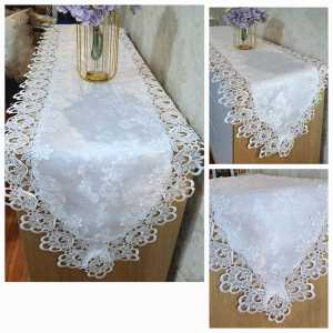 Taplak Meja Tamu Panjang Table Bed Runner Shabby Chic Renda Bordir Kerancang 150 cm