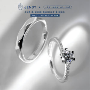 Nhẫn Đôi Kim Cương Moissanite Cao Cấp JENSY Kiểm Định GRA "Cupid Kiss" NDJ6 Nhẫn Cặp Đôi Bạc