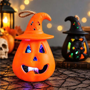 Đèn Trang Trí Halloween Bí Ngô 2 Mặt Có Dây Treo | Đèn LED Nhiều Màu Mũ Phù Thủy Cho Tiệc Hóa Trang