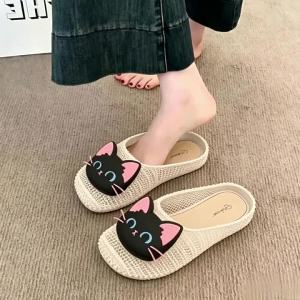 [Free Shipping] Breathable closed-toe faux-woven hollow wear-resistant womens slippers 2026 sandals versatile new model for outdoor wear comfortable and non-slip