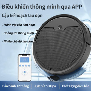 Robot Hút Bụi thông minh lau khô ướt điều khiển App từ xa và chống rơi va cho trải nghiệm dọn dẹp an tâm.