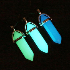 Teabelle Natural Crystal Stone Luminous Hexagonal Pointed Reiki Chakra Healing Pendant Necklaces