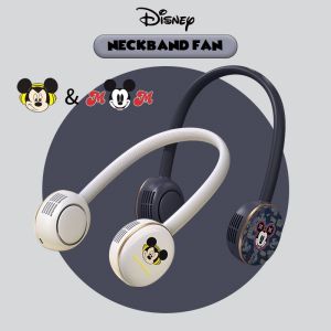 [AUTHENTIC] DISNEY Mickey Mouse USB Rechargeable Portable Hands-Free Hanging Wearable Neckband Neck Bladeless Fans Air Circulator Cooler with 360° Surround Wind Airflow Cooling