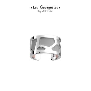 Les Georgettes Girafe Silver Ring with Light Pink & Light Grey Perspex