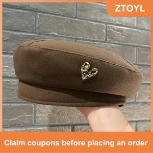 【ZTOYL】 Cotton Phụ Nữ Mũ Berets Mùa Đông Mũ Cổ Điển Pháp Sọc Trên Mũ Quân Đội Mũ Họa Sĩ Mùa Thu Mùa Đông Đường Phố Hình Bát Giác Mũ Beret