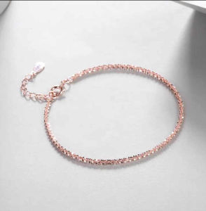 Celinewey 18K White or Rose Gold Plated Jewelry Classic Beautiful Sparkle Cord Charm Bracelet Women Birthday Gift - 504B503B