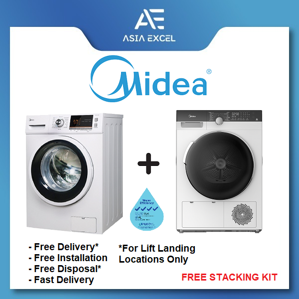 (Bulky) MIDEA MF768W 7KG FRONT LOAD WASHING MACHINE + MIDEA MDK888HP